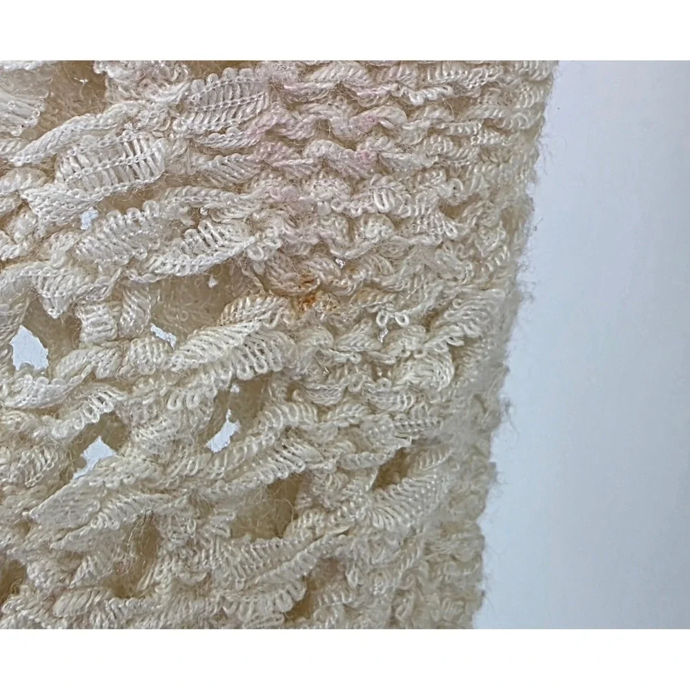 Michael Kors Womens Cardigan Cream Crochet Fringe Open Front Boho Layering